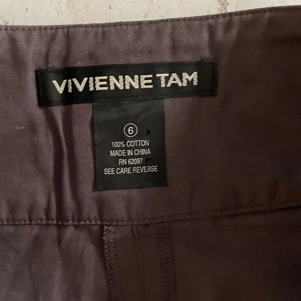 Vivienne Tam Vintage 90’s Embroidered Waist Gray Pants Size 6 - Picture 3 of 5